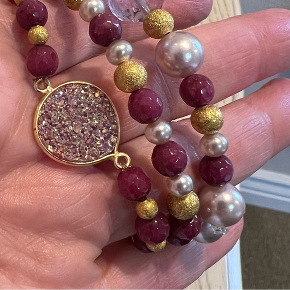 Beaded bracelets 3 strands. Stretchy stackable handmade - Picture 5 of 6